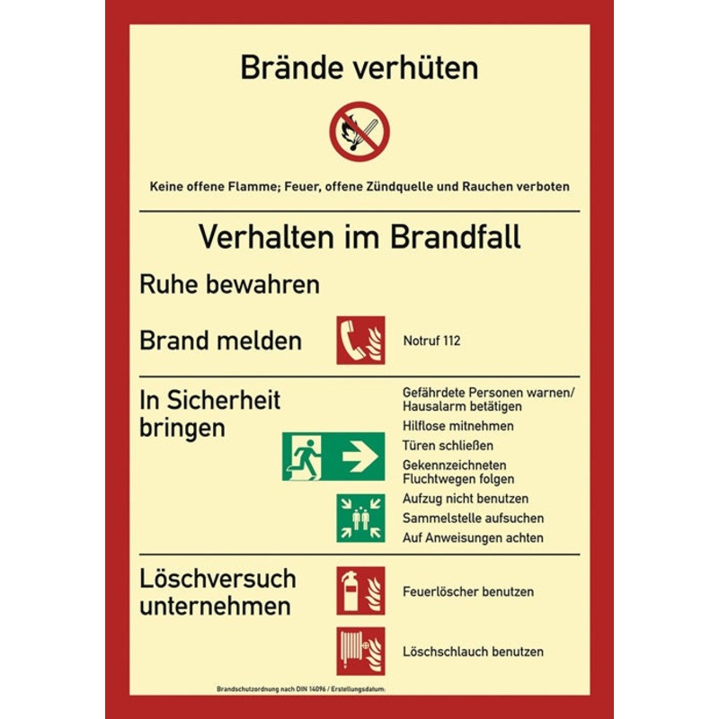 Brandschutzzeichen DIN EN ISO 7010 ( 9000477605 ) L210xB297 mm Kunststoff