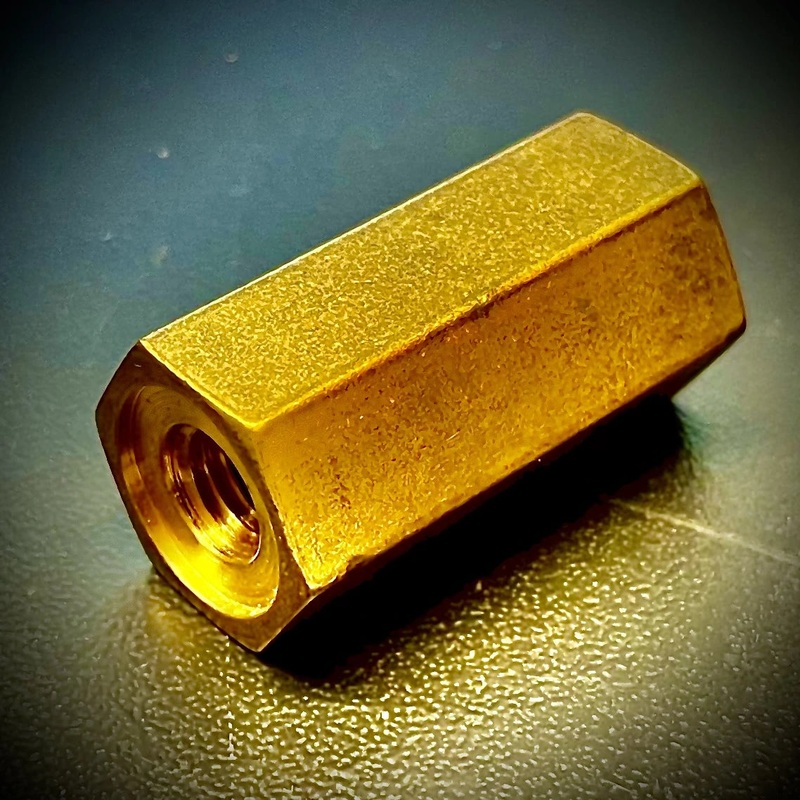 M8 x 30mm Hex Threaded Bar Rod Connector Long Nut Brass