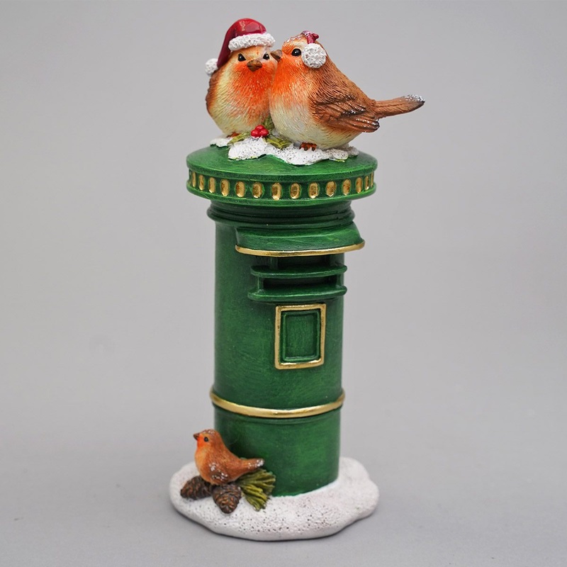 Verano Traditional Irish Christmas Postbox with Robins