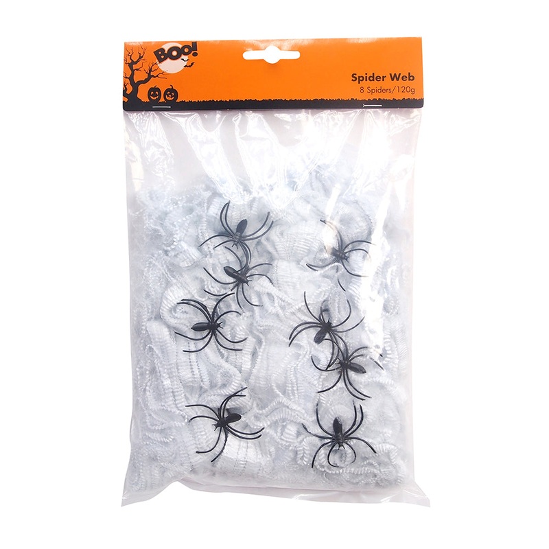 Boo Spider Web – 8 spiders, 120g web
