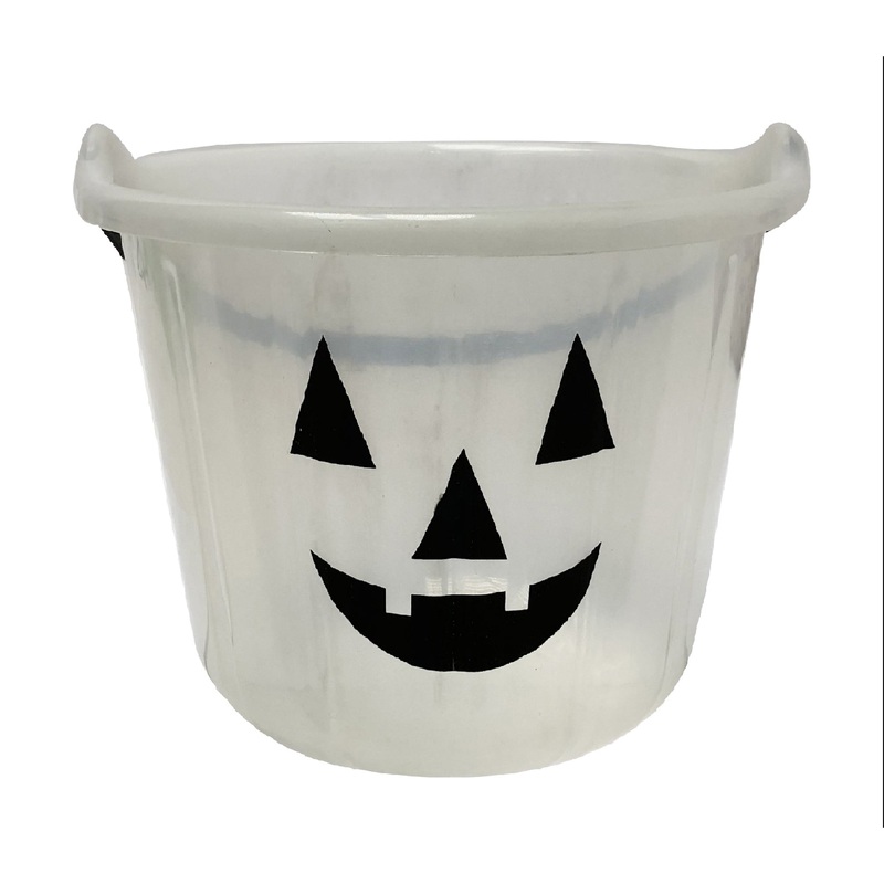 Glow In Dark Pumpkin Bucket Transparent 23cm
