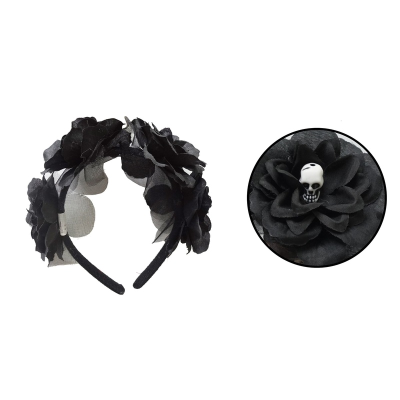 Halloween Hairband With Skull Black