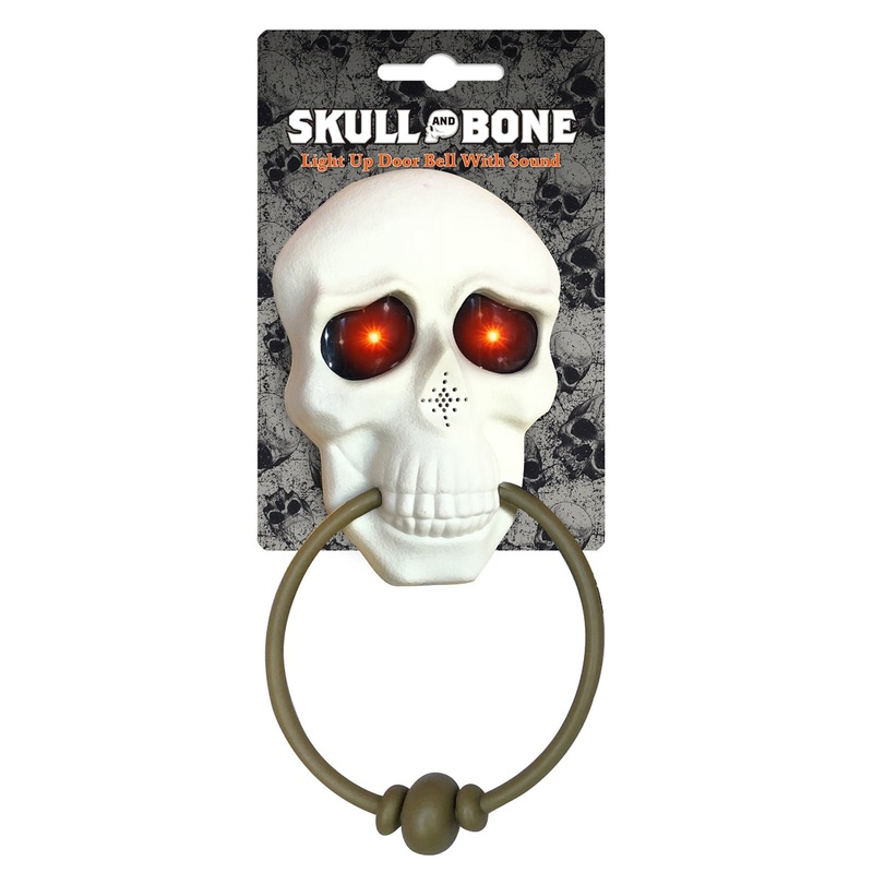 Haunted Skull Door Bell With Battery Operated 24cm Cream