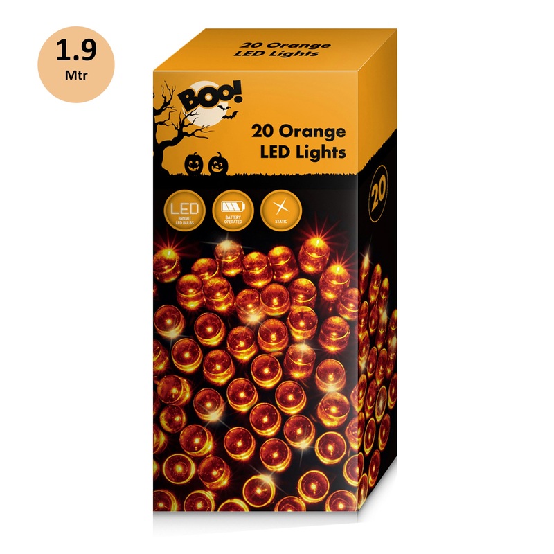 LED Lights- 20 Bulbs, orange, 1.9m