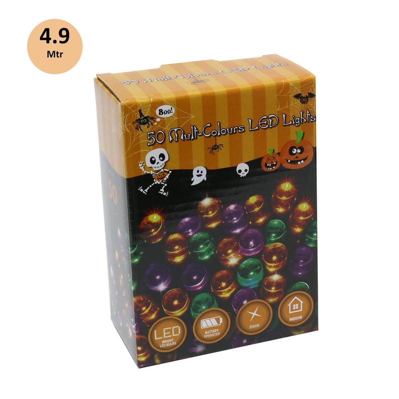 LED Lights- 50 Bulbs, Multicoloured, 4.9m
