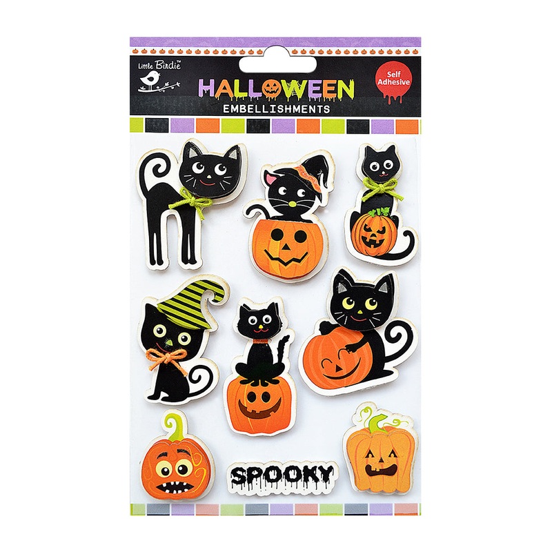 Little Birdie Halloween Cats & Jack-O Lantern, 9pc