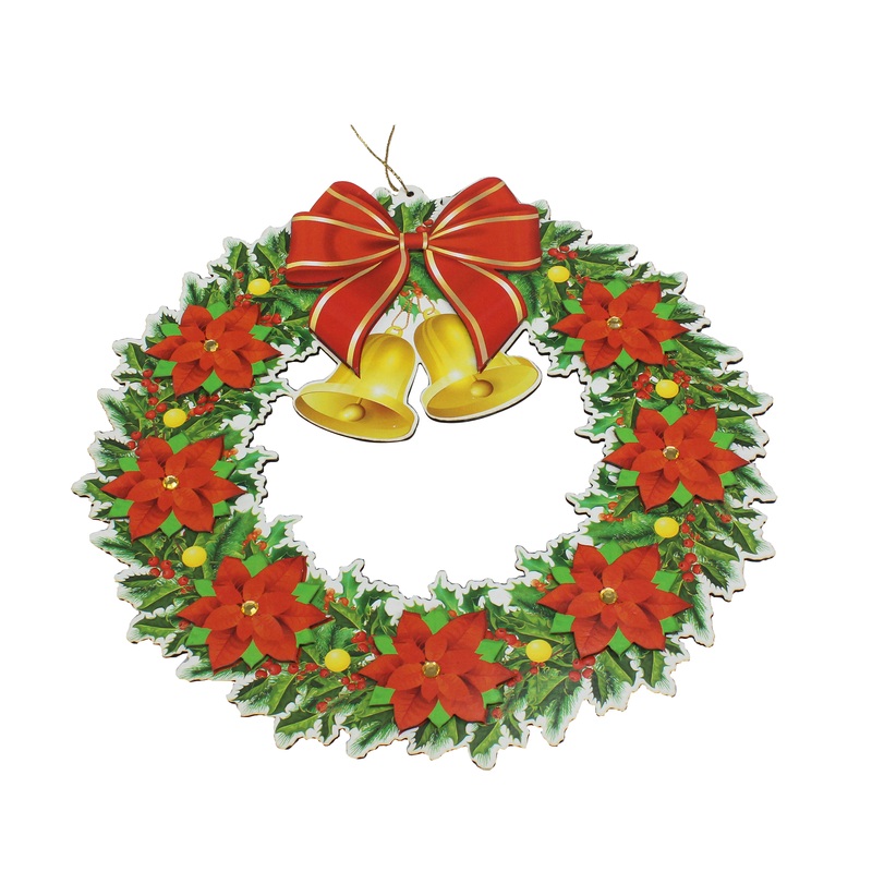 3D MDF Christmas Poinsettia Wreath, 1pc