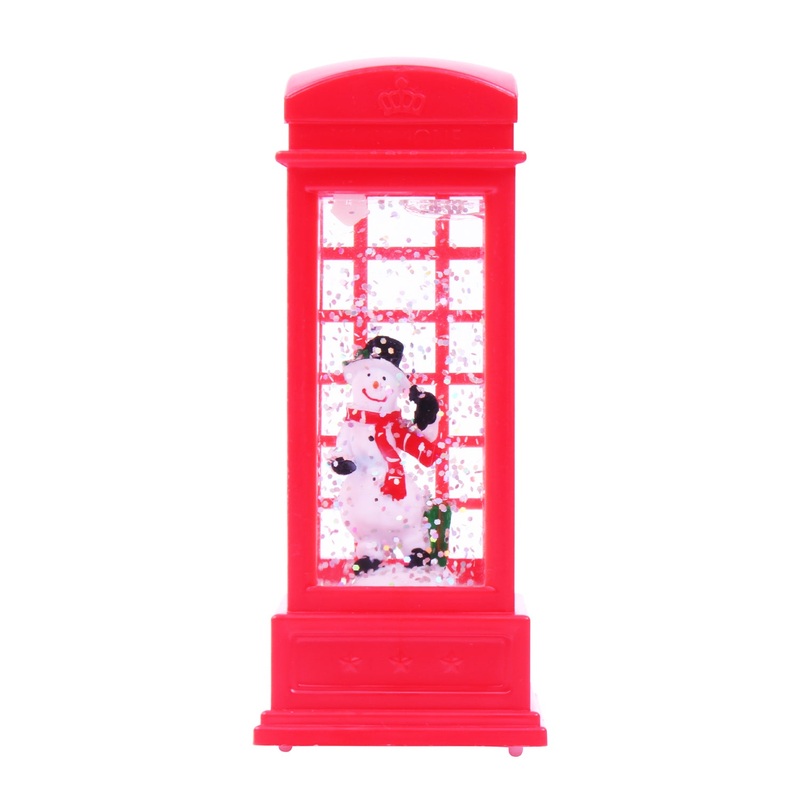 Battery Operated LED Glitter Water Mini Phonebooth, 12cm, 1pc