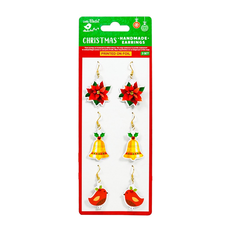 Christmas handmade Earrings – Merry Bells, 3Pairs