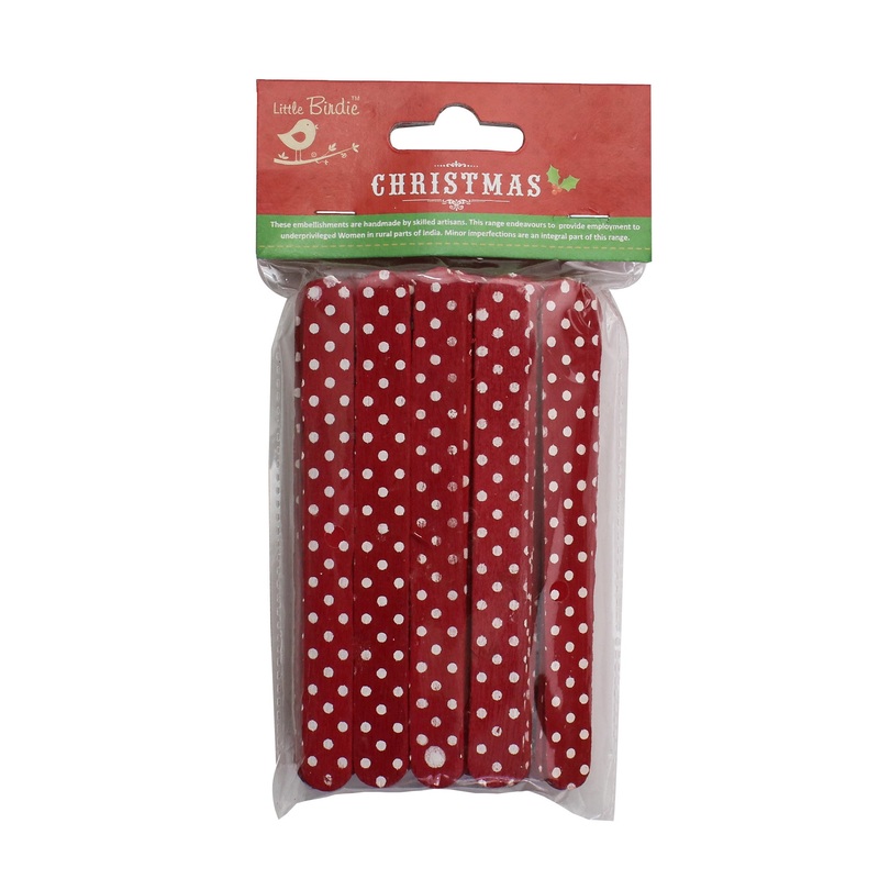 Ice Cream Stick – White Polka Dots, 4.5in, 40pc
