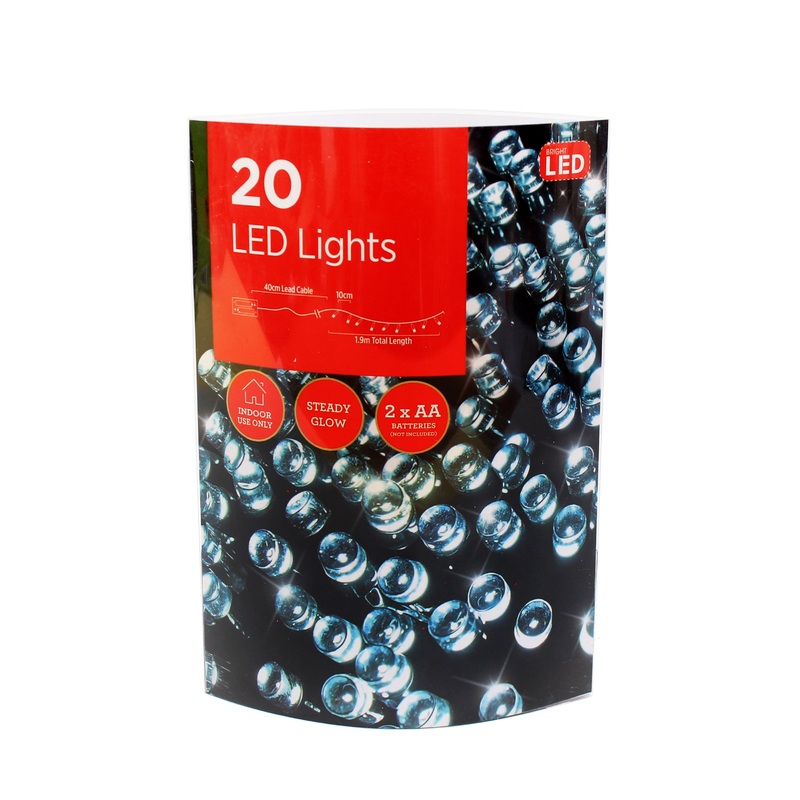 LED Lights – Battery Operated, 20 LED White, 1.9mt