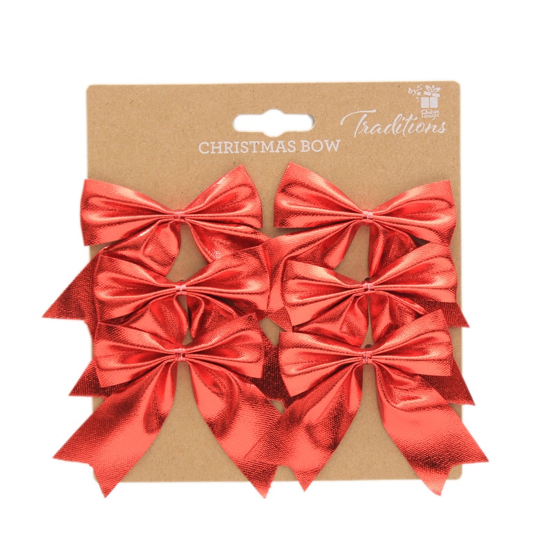 Metallic Mini Bows – Red, 6pc