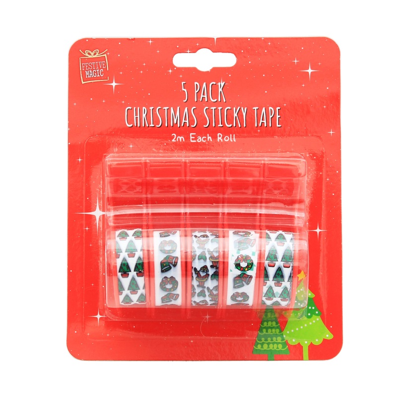 Sticky Tape With Dispenser –  2mt Roll Each, 5PC