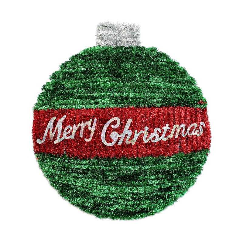 Tinsel Mini Bauble Plaque – Red & Green 23cm, 1pc