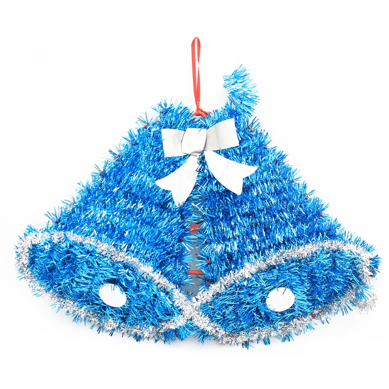 Tinsel Twin Bells Plaque Blue 34cm, 1pc UB
