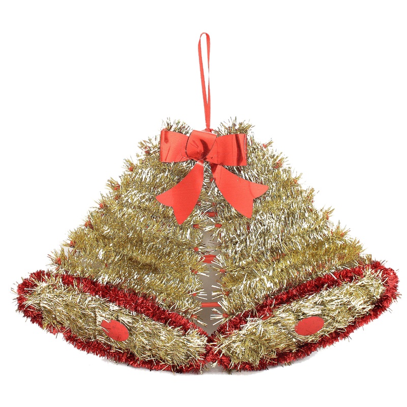 Tinsel Twin Bells Plaque Gold 34cm, 1pc UB
