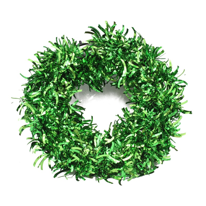 Tinsel Wreath Green 25cm XB0887 1pc