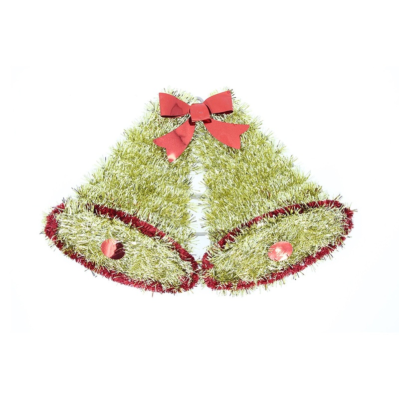 Christmas Decoration – Double Tinsel Bells, Gold, 22Cmx38Cm, 1Pc