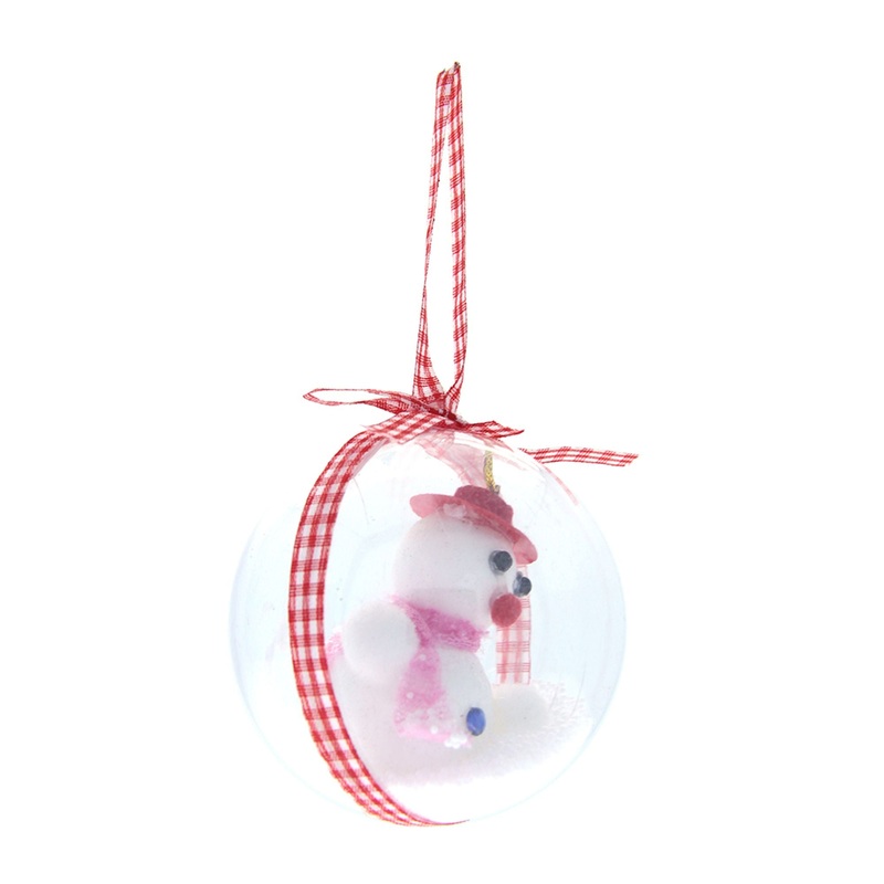 Christmas Decoration – Transparent Ball With Snownman, 7.5Cm, 1Pc