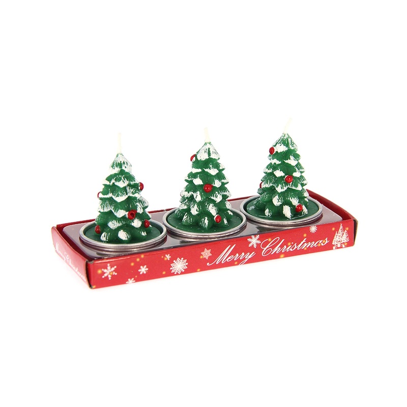 Christmas Decorative Candle – Christmas Tree, 7Cmx5Cmx14Xm, 3Pc