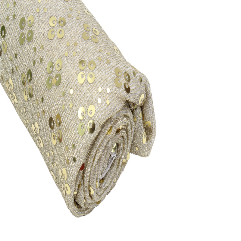 Christmas Decorative Elements – Sequin Fabric, Gold, 1m
