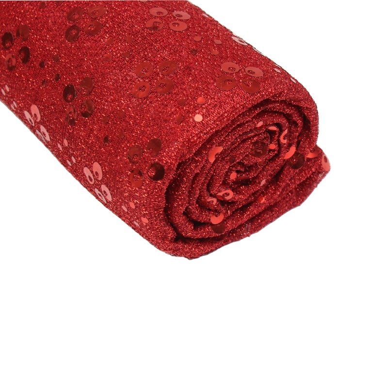 Christmas Decorative Elements – Sequin Fabric, Red, 1m
