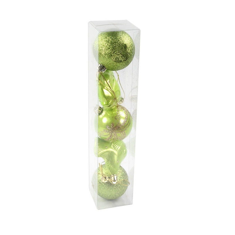 Christmas Decorative Glitter Baubles – Green 1Box