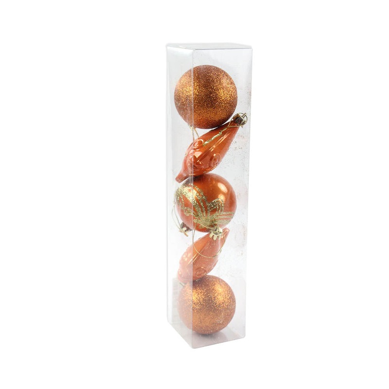 Christmas Decorative Glitter Baubles – Orange, 1Box