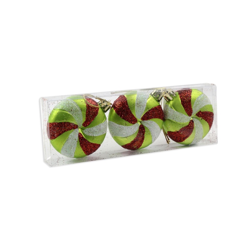 Christmas Decorative Hanging – Candy, Green And Red – Green 2.5 X 2.5, 1Box