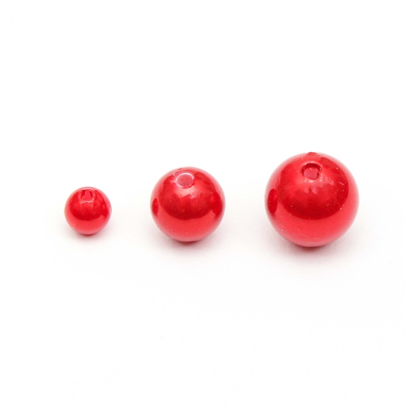 Christmas Elements – Red Pearl Beads, Assorted Size, 6mm,10mm,12mm, 30g