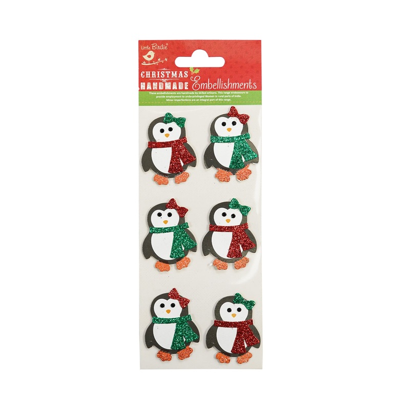 Christmas Glitter Stickers –  Sparkle Penguin, 6pc