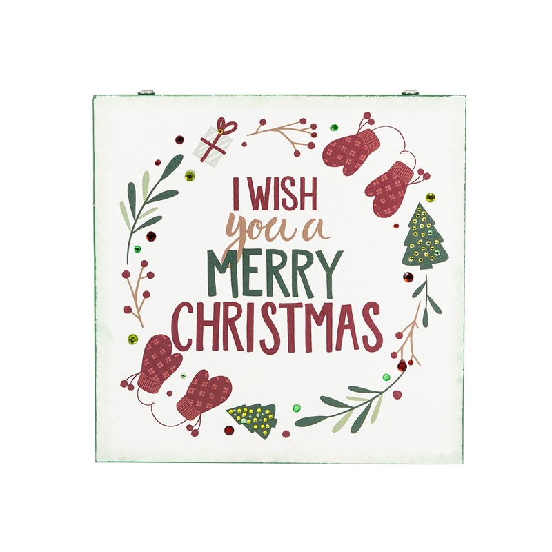 Christmas Home Decor MDF Panel 12mm – Festive Wish, 12 X 12inch, 1pc