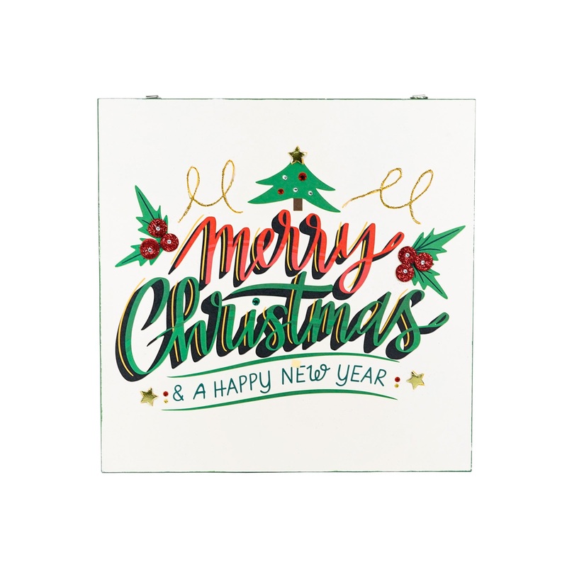 Christmas Home Decor MDF Panel 12mm – Seasons Greetings, 12 X 12inch, 1pc