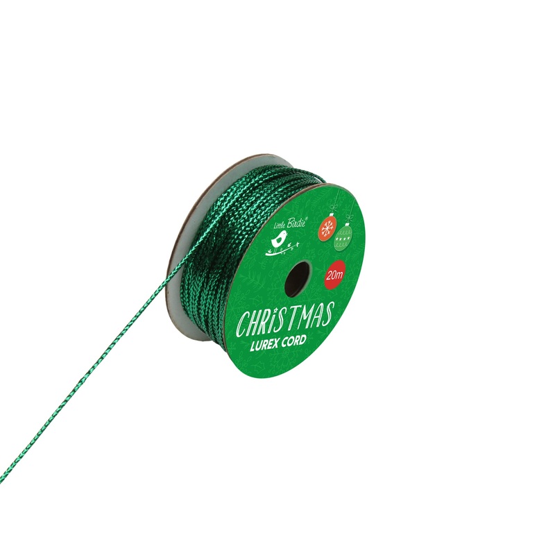Christmas Lurex Cord Green 20m