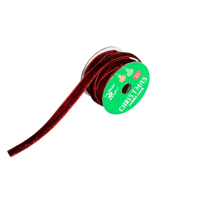 Christmas Lurex Lace – Red, 12mm, 5mtr