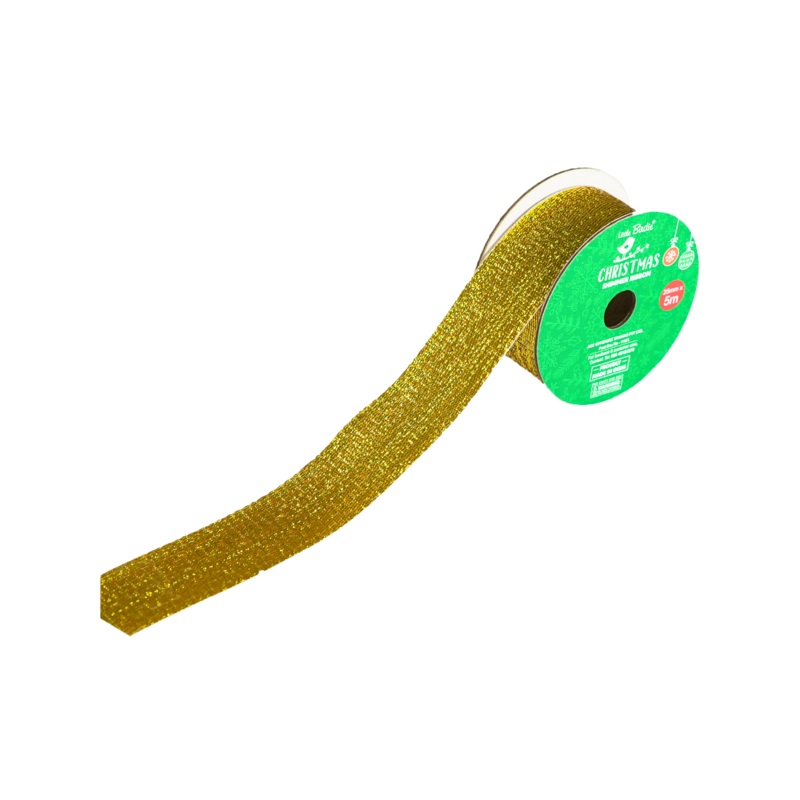 Christmas Shimmer Ribbon – 25mm, Gold, 5mtr