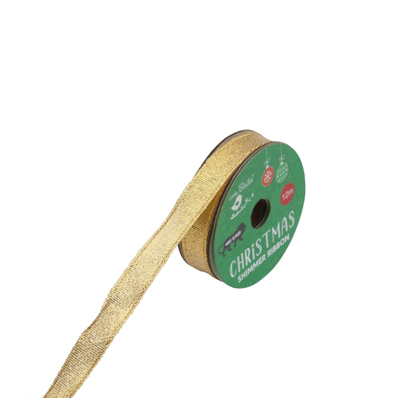 Christmas Shimmer Ribbon – Gold, 12m