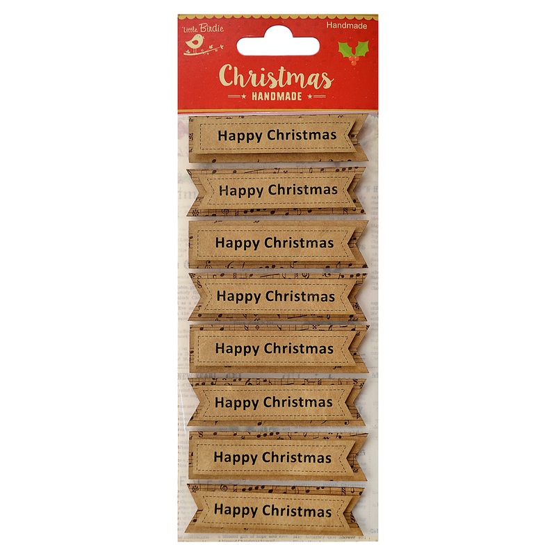 Kraft Printed Panels –  Happy Christmas 8pc
