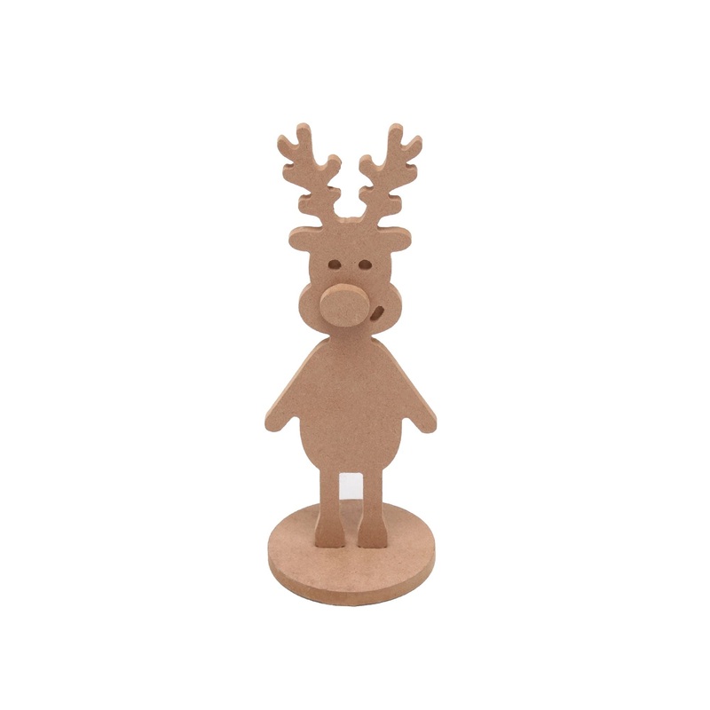 MDF Standing Reindeer With Base, Width 3 X Height  8.5 Base 3 Dia, 1pc