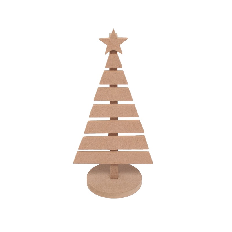 Christmas Decorable MDF Tree with Base – Thickness 5.5mm, Approx Width 7 x Height 13.5 x Depth 4.5 , 1pc