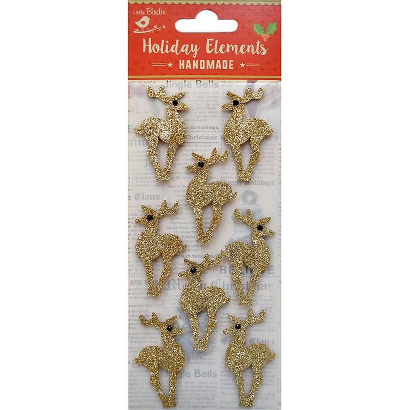 Christmas Glitter 3D Stickers – Reindeer, 8Pc