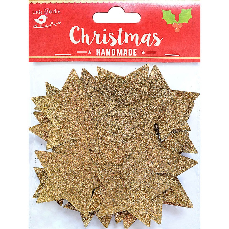 Christmas Glitter Stars – Gold, 24Pc