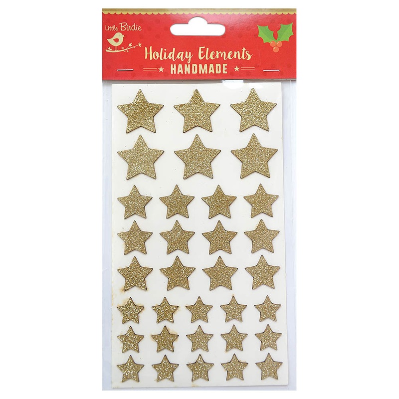Christmas Glitter Sticker Stickers – Stars Gold, 33Pcs