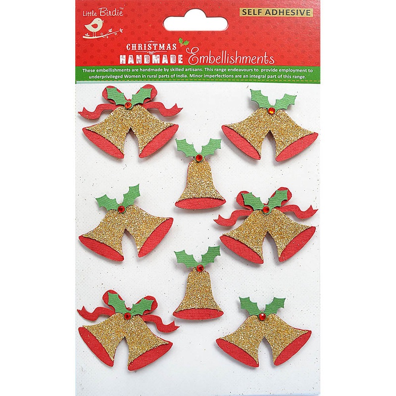 Christmas Glitter Stickers – Bells, 8Pc