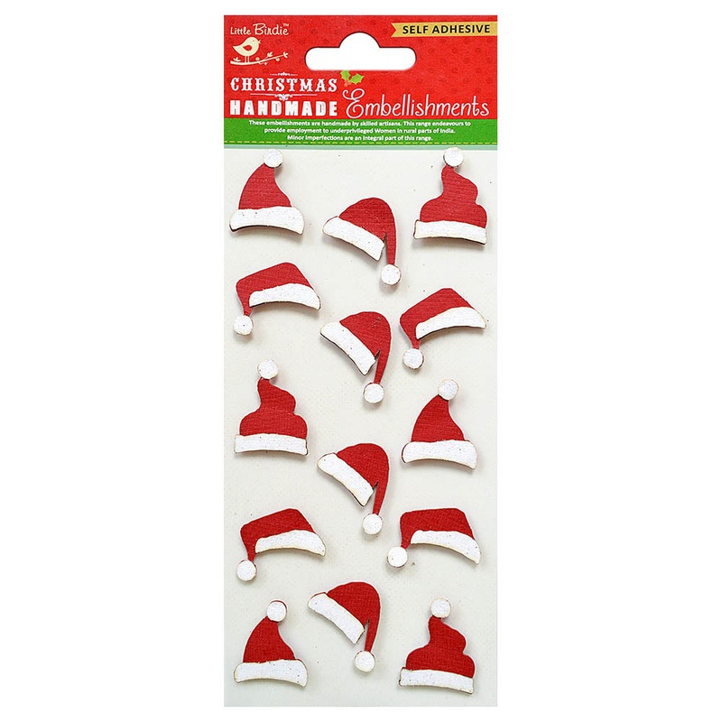 Christmas Glitter Stickers-  Christmas Hat, 14Pc