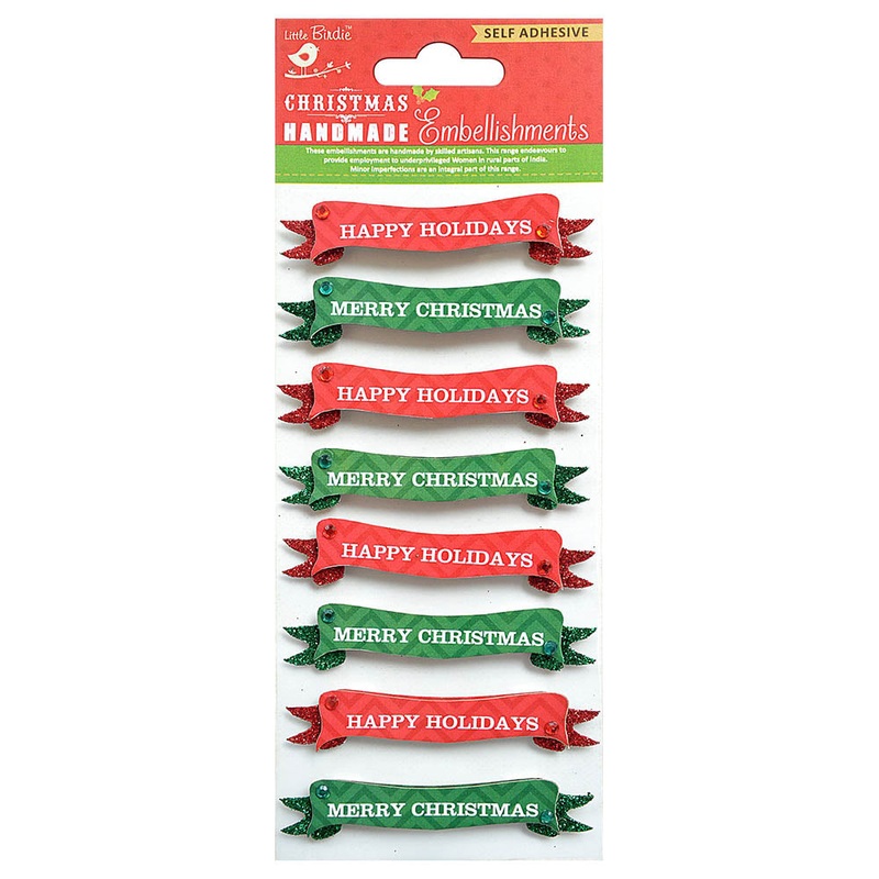 Christmas Glitter Stickers – Holiday Wishes, 8Pc