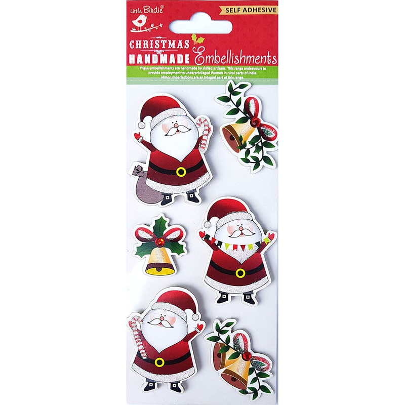 Christmas Glitter Stickers – Merry Santa, 6Pc