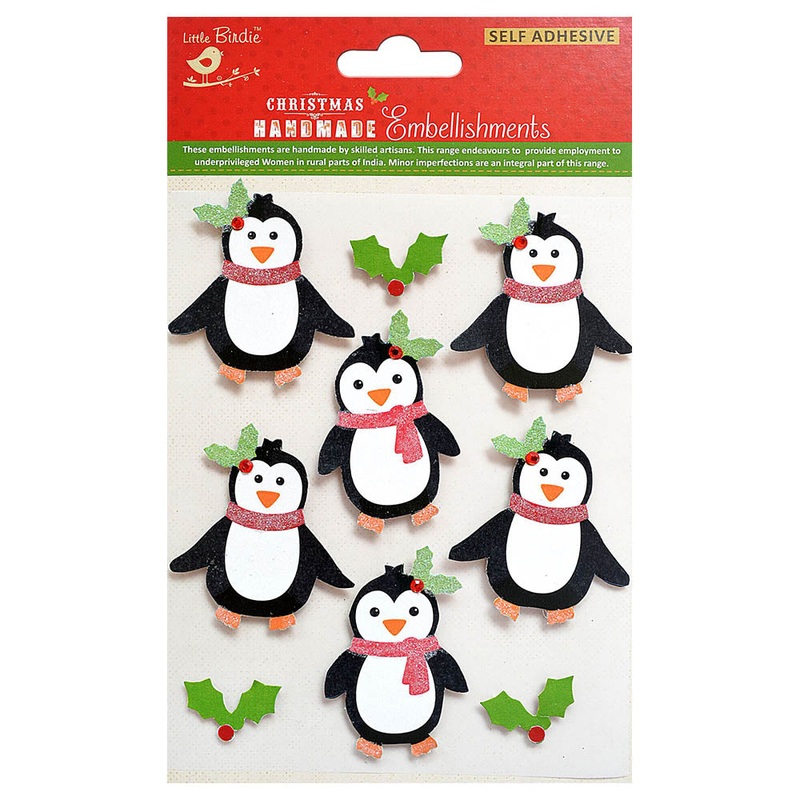 Christmas Glitter Stickers – Penguin, 9Pc