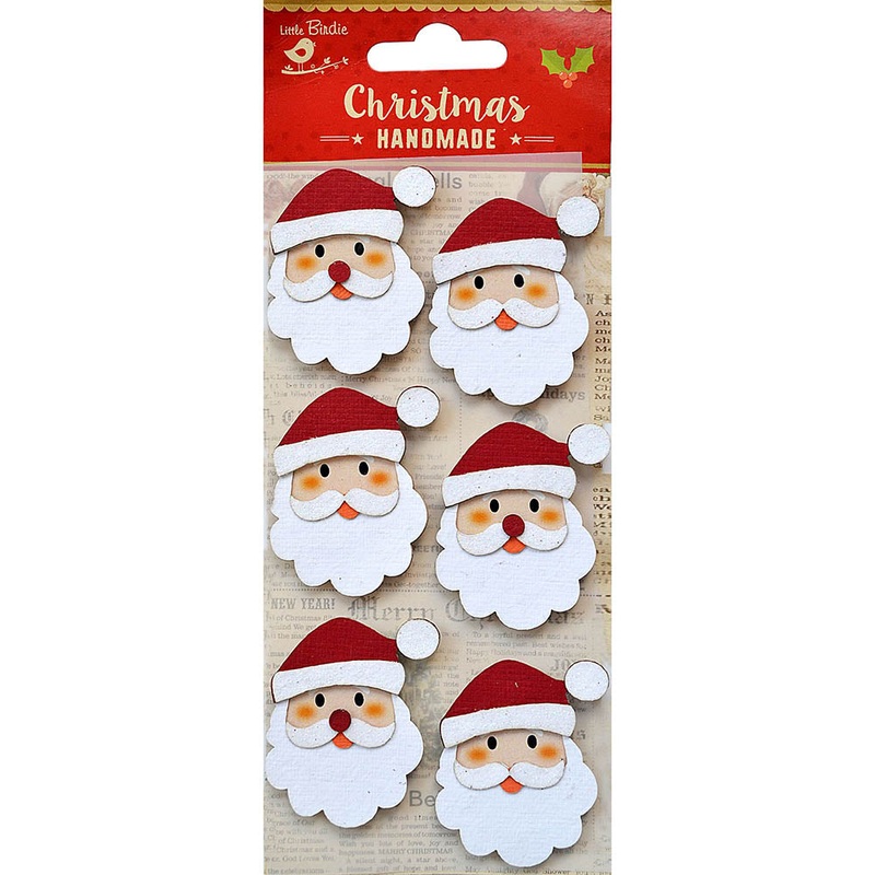 Christmas Glitter Stickers – Santa, 6Pc