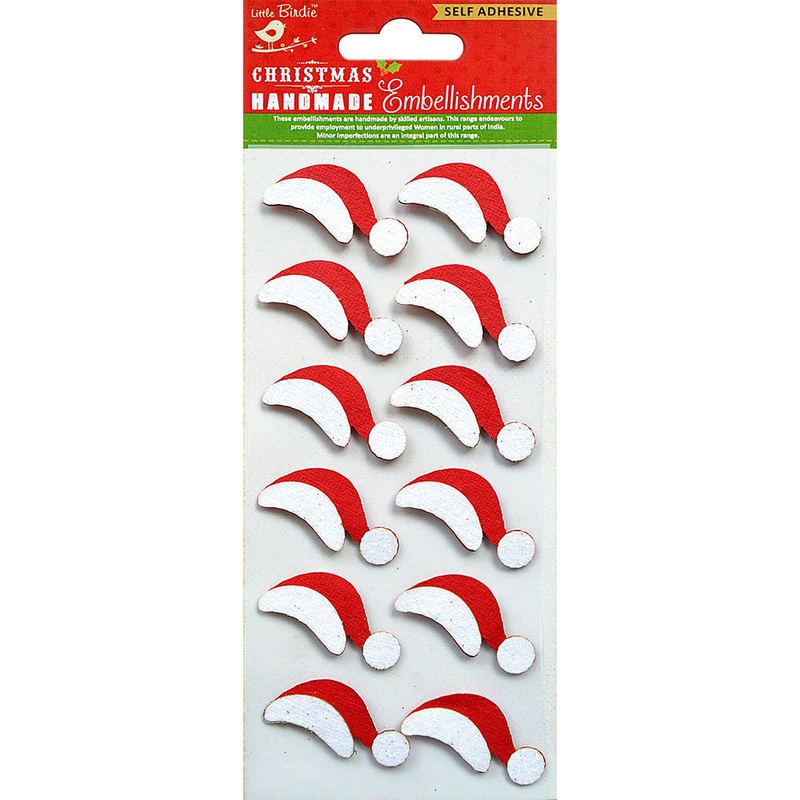 Christmas Glitter Stickers – Santa Claus Hat, 12Pc